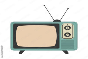 Cartoon of a television set.