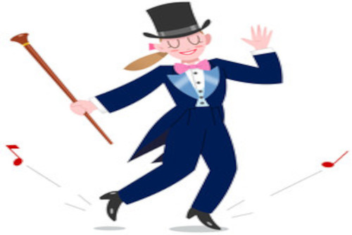 tapper Cartoon of a female tap dancer with a tux and top hat