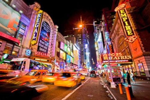 broadway View of broadway theaters. Lots of colorful bright lights