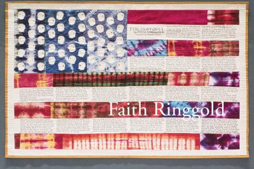 Faith Ringgold Flag stitched as a quilt