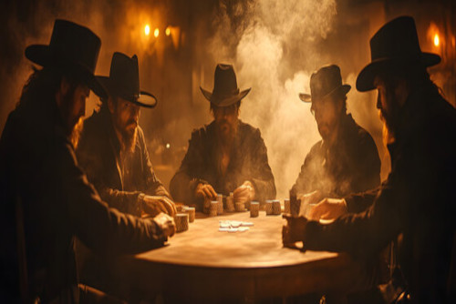 western Western cowboys playing cards