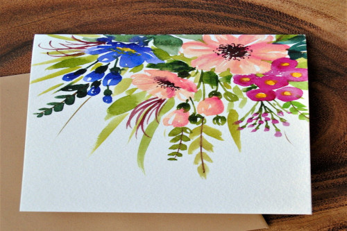 spring florals Photo of a watercolor painting of multicolored spring flowers