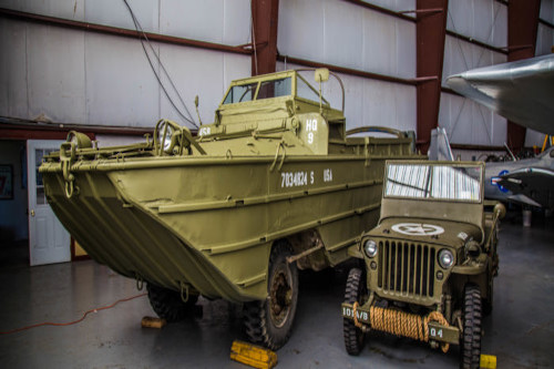 Picture of a military vehicle in a hanger