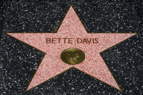 A picture of Bette Davis' star on the Hollywood Walk of Fame