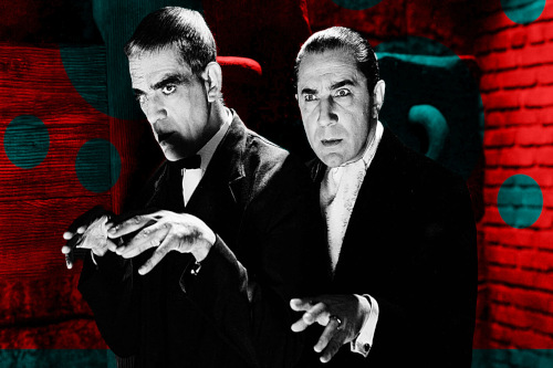 Old photo of Boris Karloff and Bela Lugosi